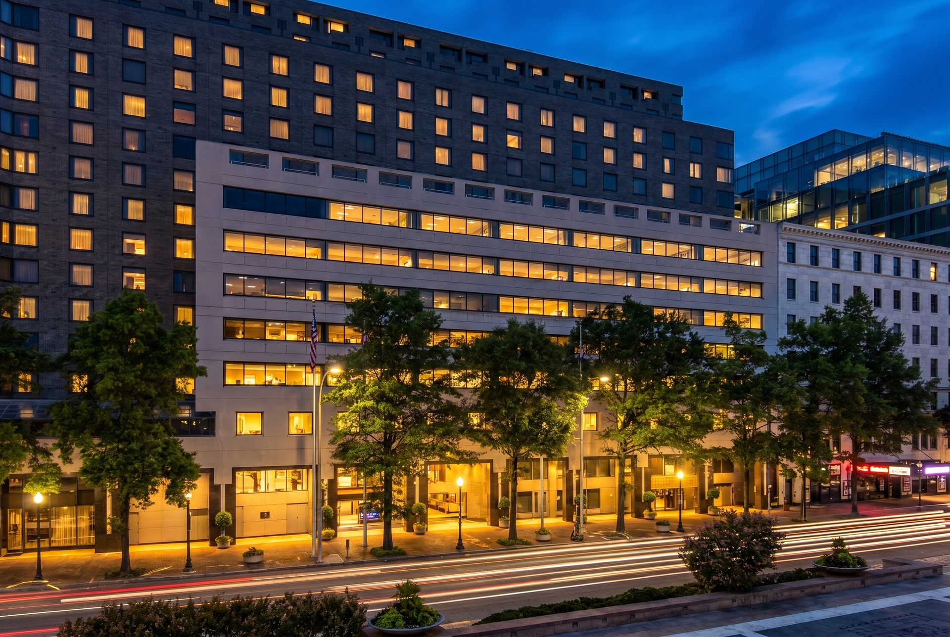 National Place at twilight on Pennsylvania Avenue